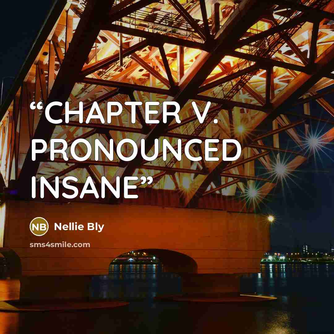 “CHAPTER V. PRONOUNCED INSANE” quote by Nellie Bly