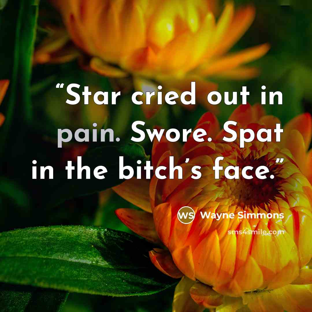 “Star cried out in pain. Swore. Spat in the bitch’s face.” quote by Wayne Simmons