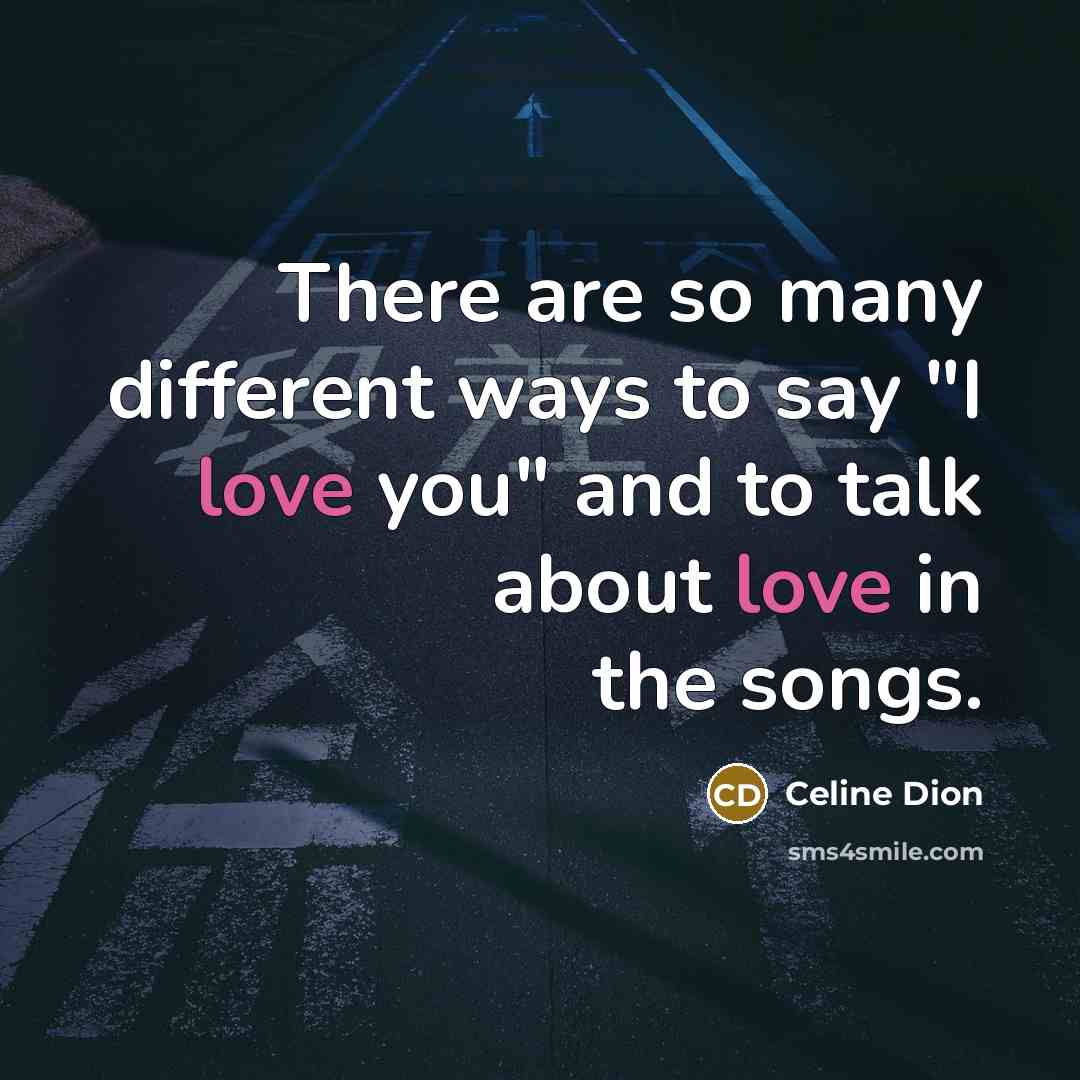 “There are so many different ways to say "I love you" and to talk about love in the songs.” quote by Celine Dion