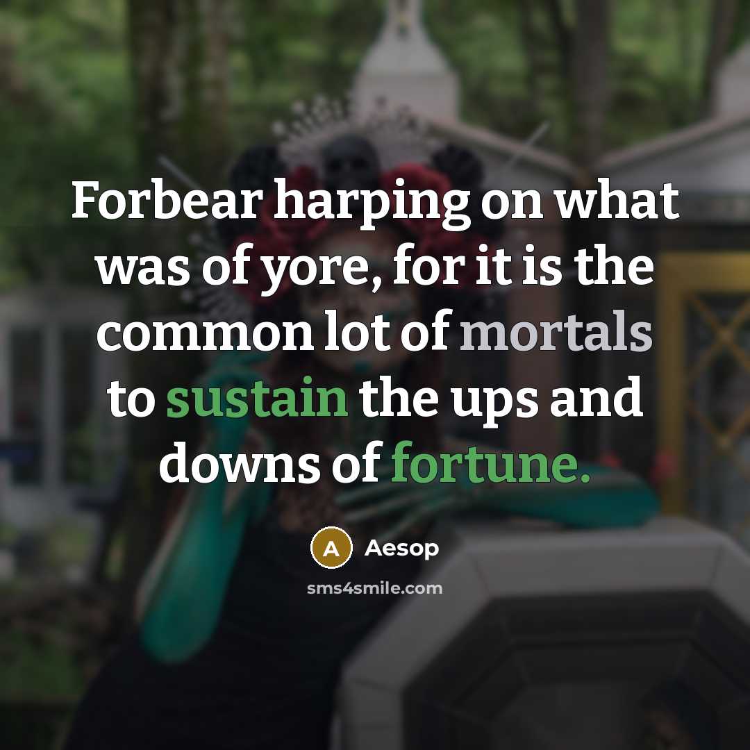 “Forbear harping on what was of yore, for it is the common lot of mortals to sustain the ups and downs of fortune.” quote by Aesop