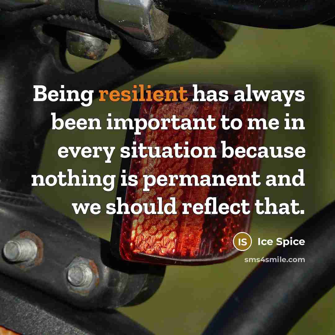 “Being resilient has always been important to me in every situation because nothing is permanent and we should reflect that.” quote by Ice Spice