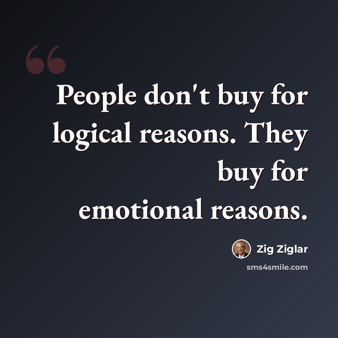“People don't buy for logical reasons. They buy for emotional reasons.” quote by Zig Ziglar
