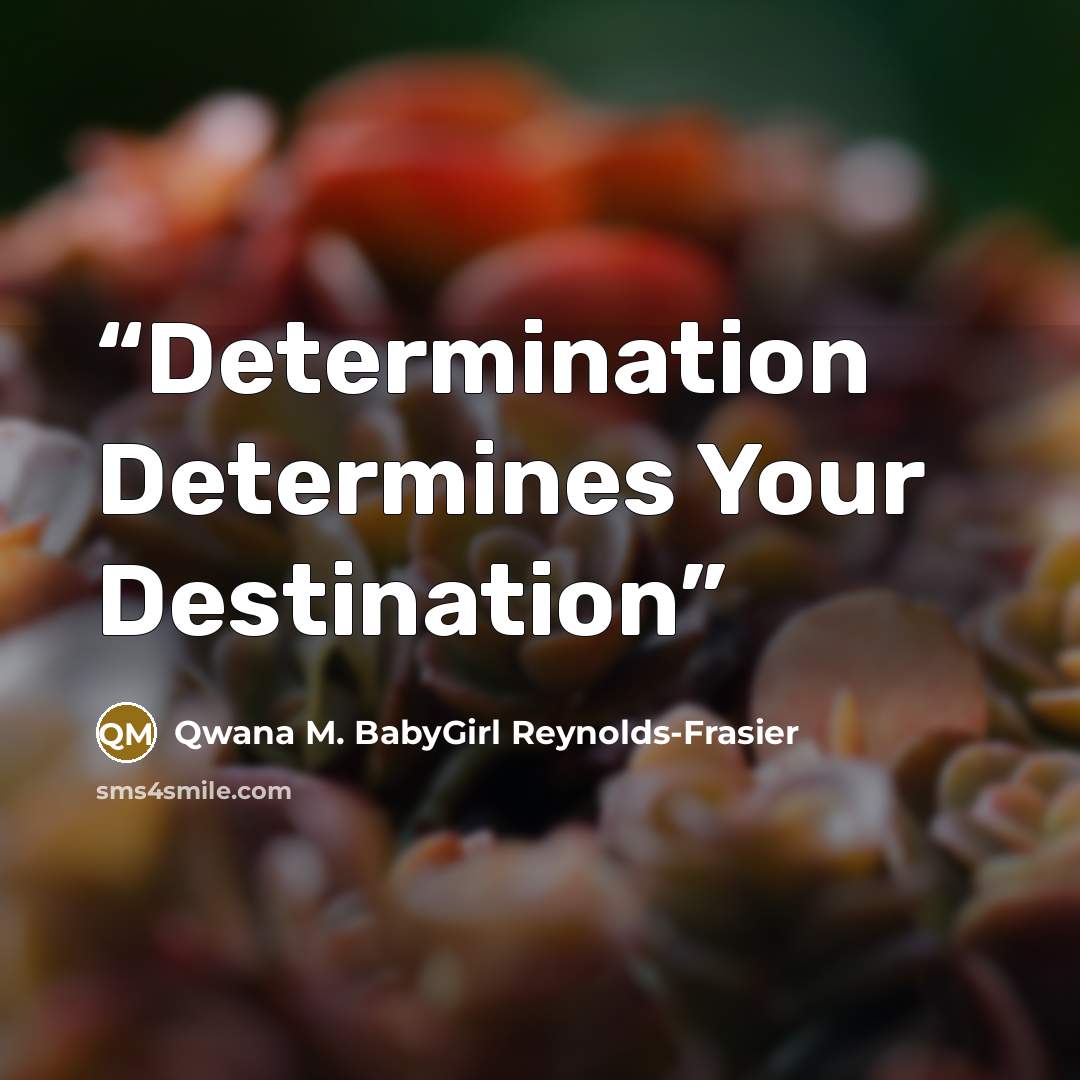 “Determination Determines Your Destination” quote by Qwana M. BabyGirl Reynolds-Frasier