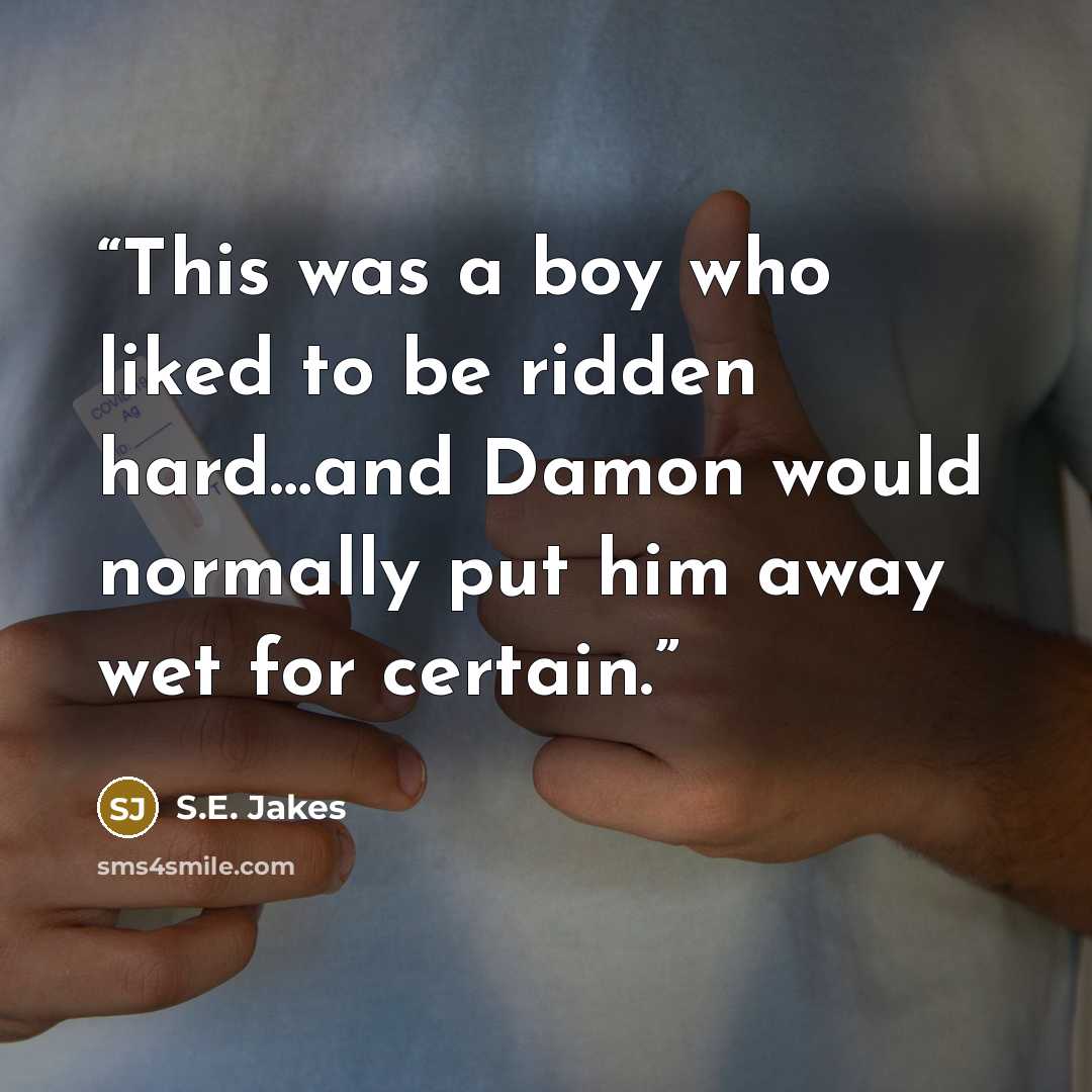 “This was a boy who liked to be ridden hard…and Damon would normally put him away wet for certain.” quote by S.E. Jakes