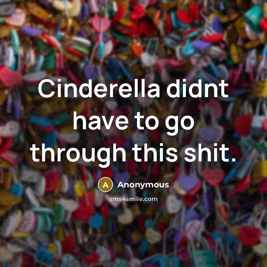 “Cinderella didnt have to go through this shit.” quote by Anonymous