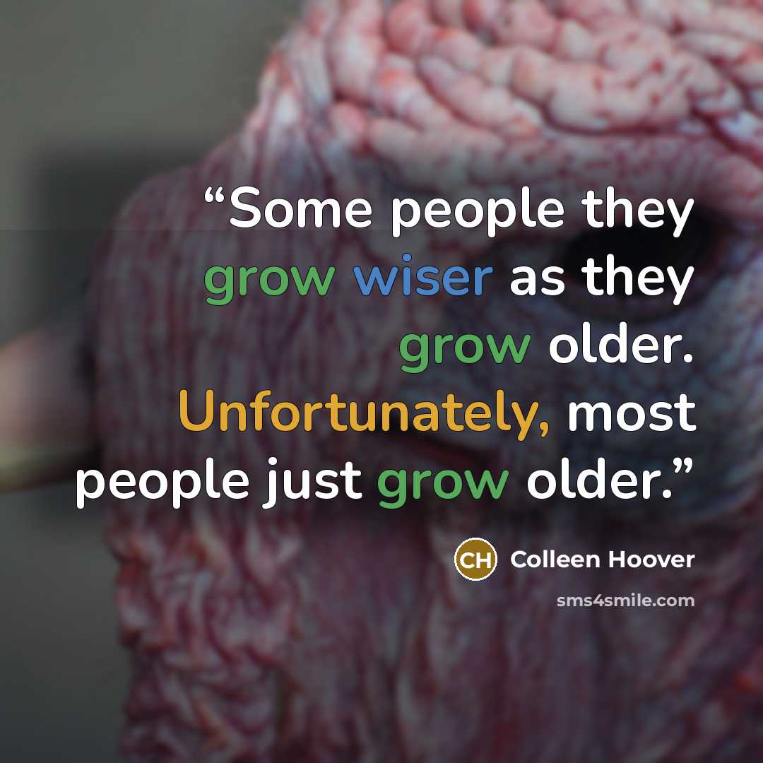 “Some people they grow wiser as they grow older. Unfortunately, most people just grow older.” quote by Colleen Hoover