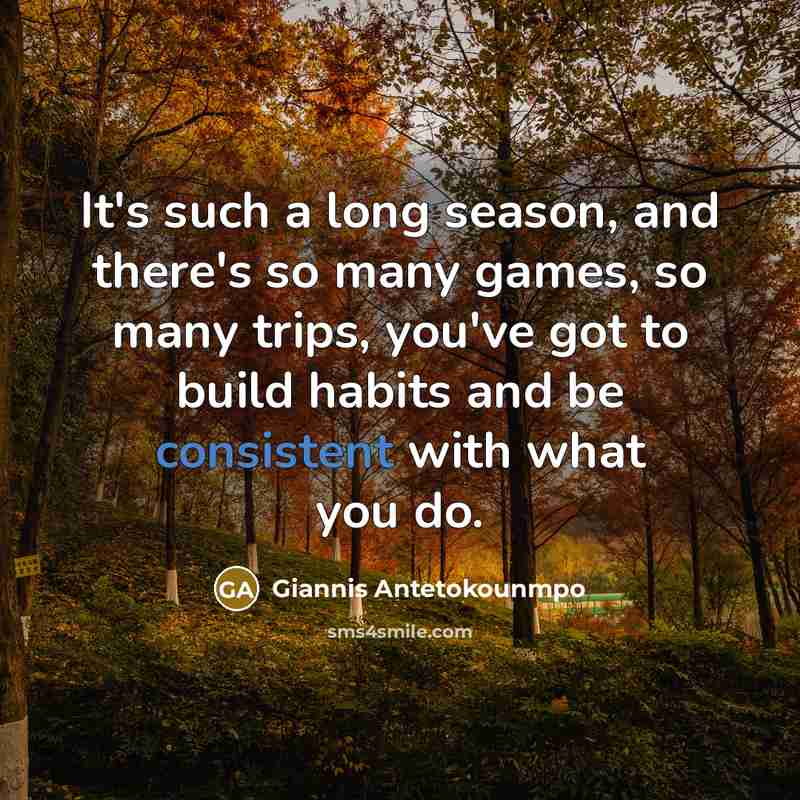 “It's such a long season, and there's so many games, so many trips, you've got to build habits and be consistent with what you do.” quote by Giannis Antetokounmpo