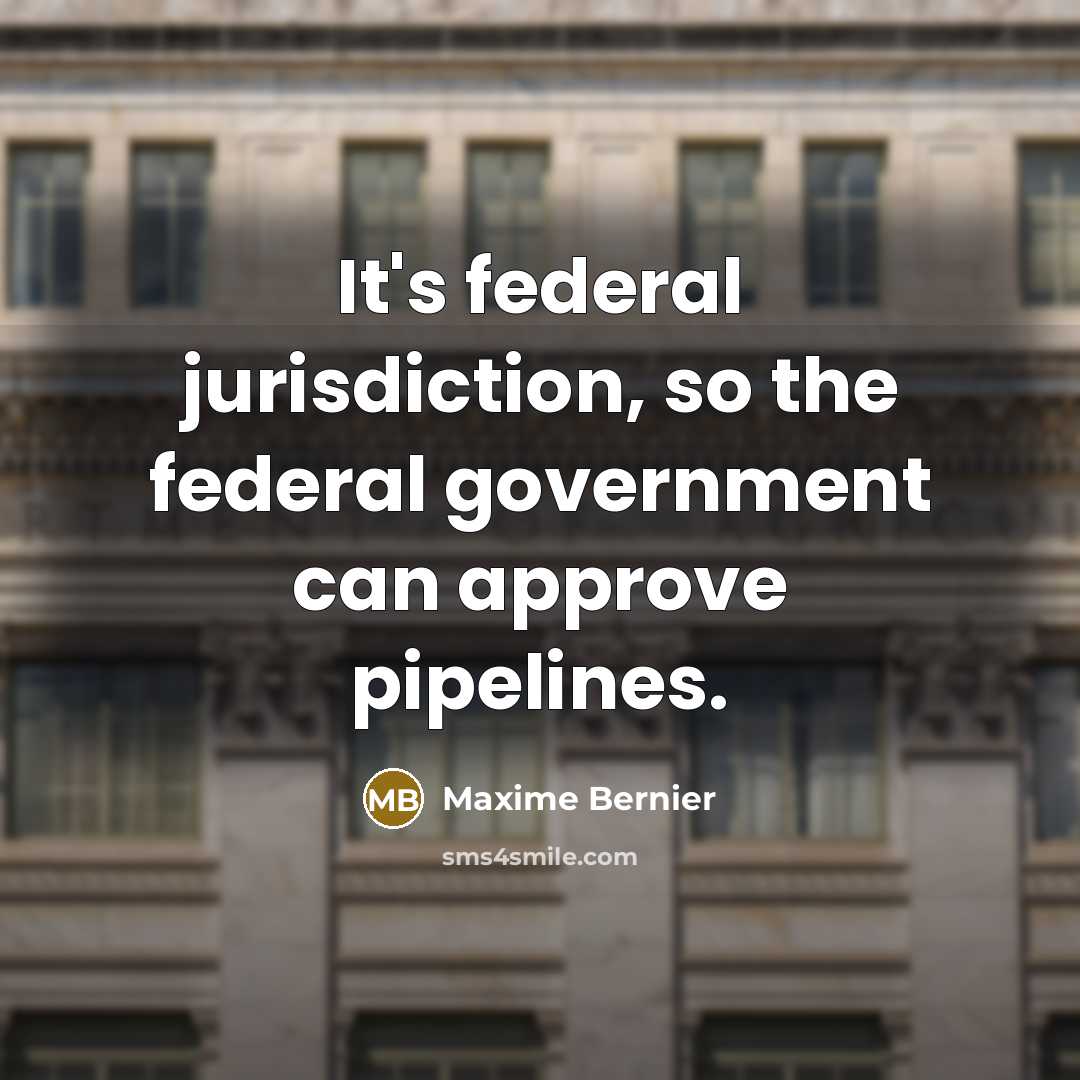 “It's federal jurisdiction, so the federal government can approve pipelines.” quote by Maxime Bernier