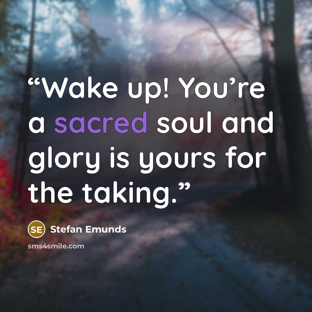 “Wake up! You’re a sacred soul and glory is yours for the taking.” quote by Stefan Emunds