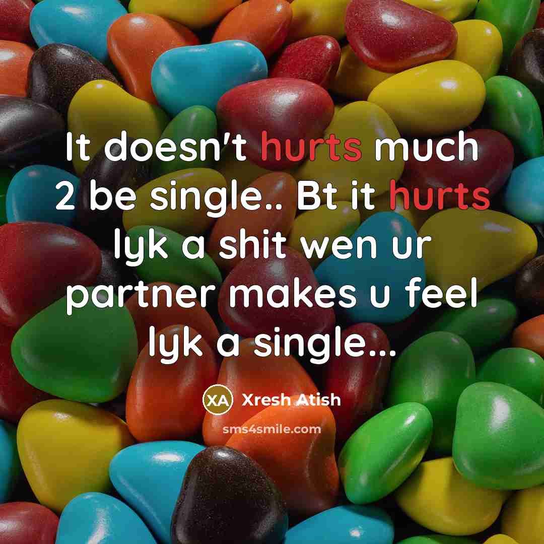 “It doesn't hurts much 2 be single.. Bt it hurts lyk a shit wen ur partner makes u feel lyk a single...” quote by Xresh Atish