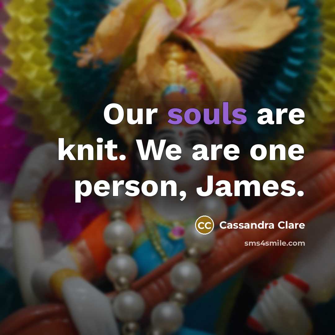 “Our souls are knit. We are one person, James.” quote by Cassandra Clare