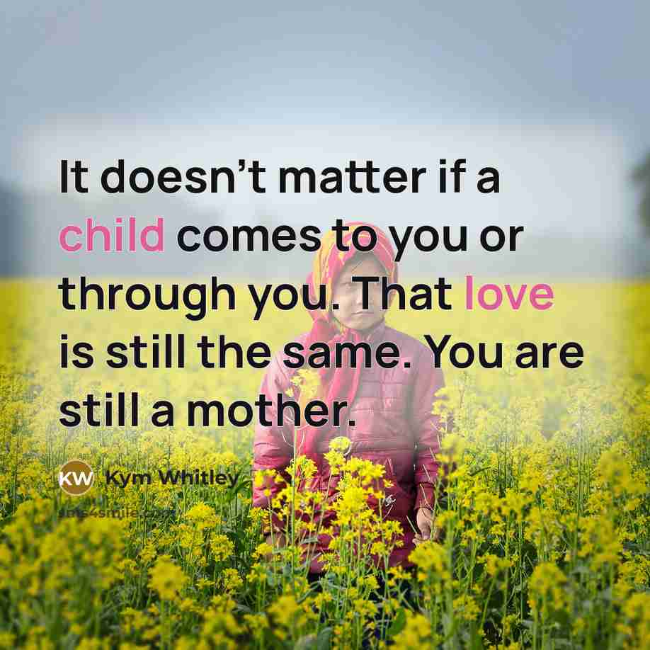 “It doesn't matter if a child comes to you or through you. That love is still the same. You are still a mother.” quote by Kym Whitley