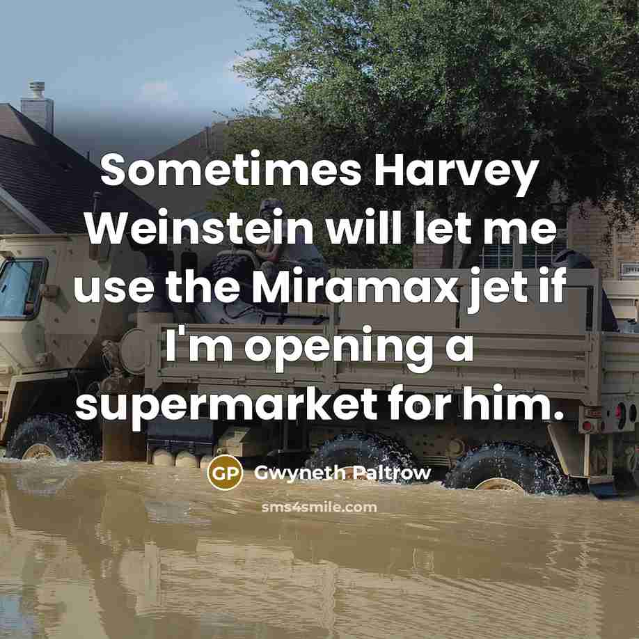 “Sometimes Harvey Weinstein will let me use the Miramax jet if I'm opening a supermarket for him.” quote by Gwyneth Paltrow