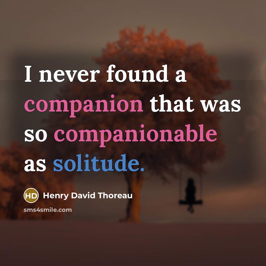 “I never found a companion that was so companionable as solitude.” quote by Henry David Thoreau