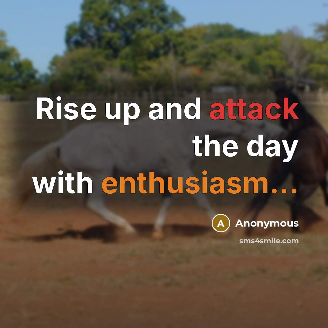 “Rise up and attack the day with enthusiasm...” quote by Anonymous
