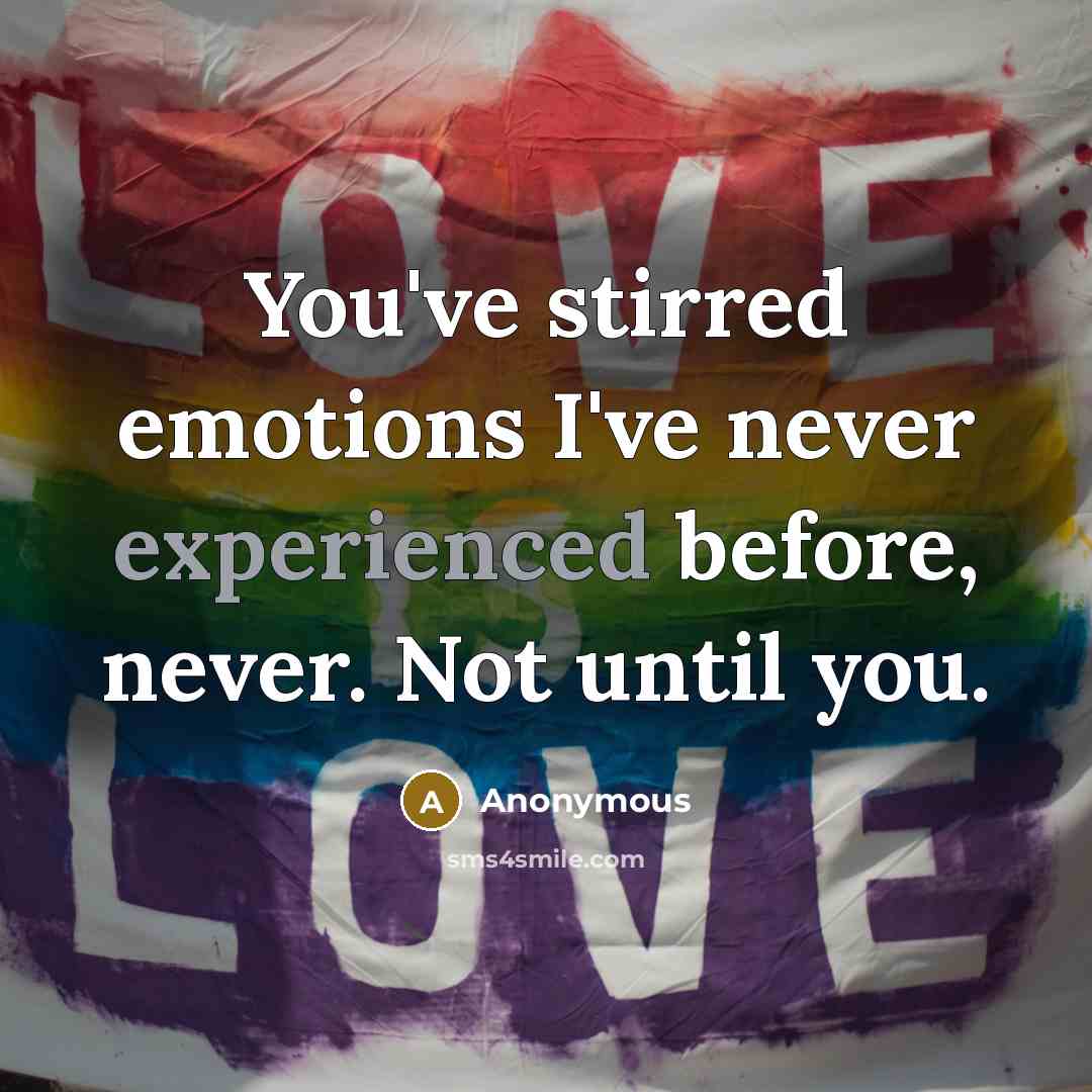 “You've stirred emotions I've never experienced before, never. Not until you.” quote by Anonymous