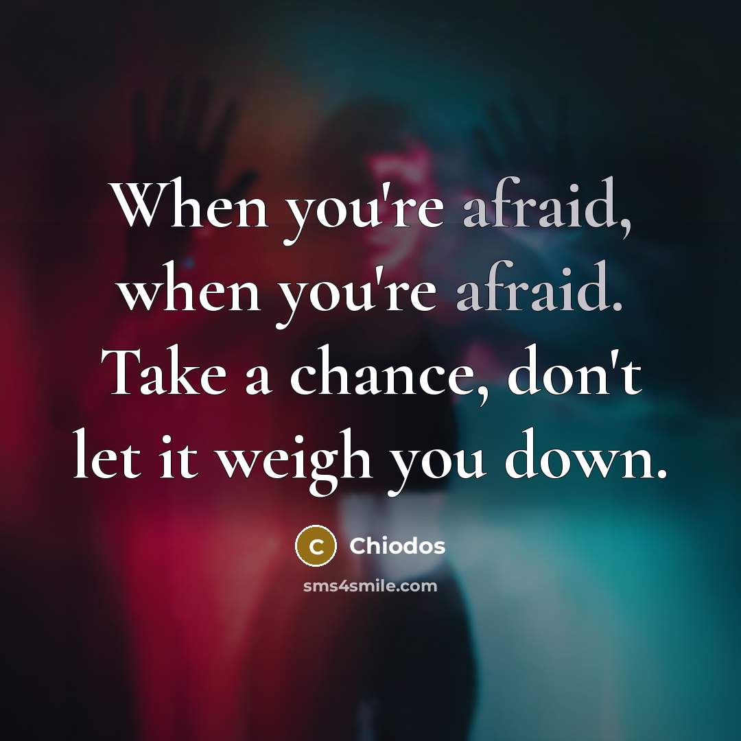 “When you're afraid, when you're afraid. Take a chance, don't let it weigh you down.” quote by Chiodos