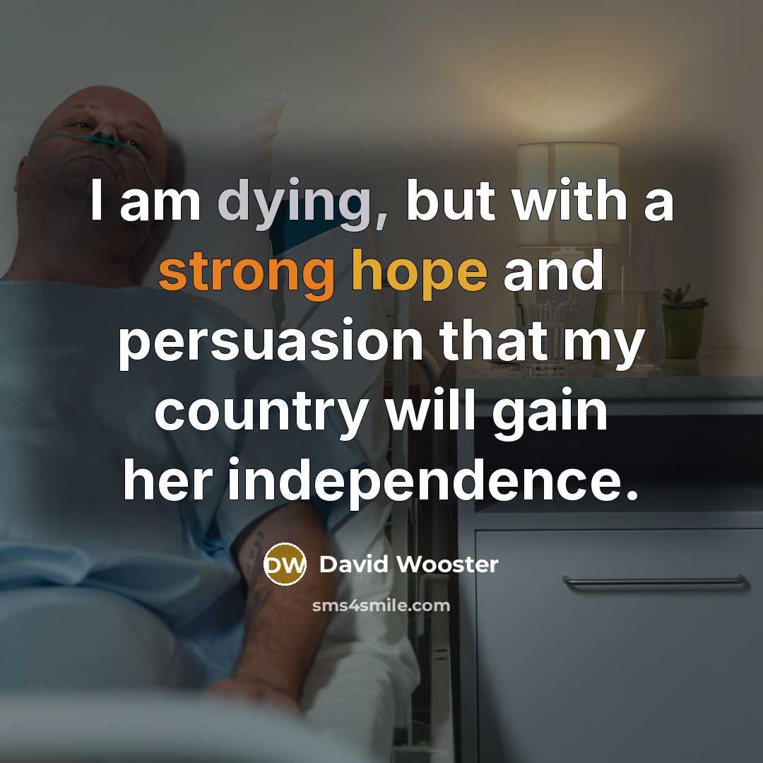 “I am dying, but with a strong hope and persuasion that my country will gain her independence.” quote by David Wooster