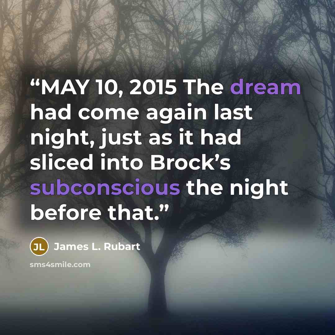“MAY 10, 2015 The dream had come again last night, just as it had sliced into Brock’s subconscious the night before that.” quote by James L. Rubart