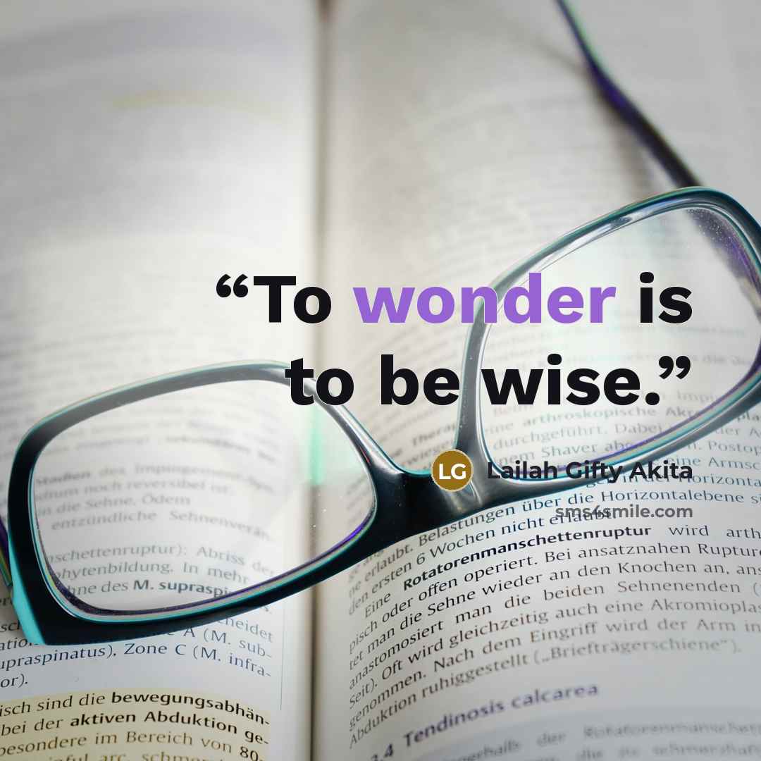“To wonder is to be wise.” quote by Lailah Gifty Akita
