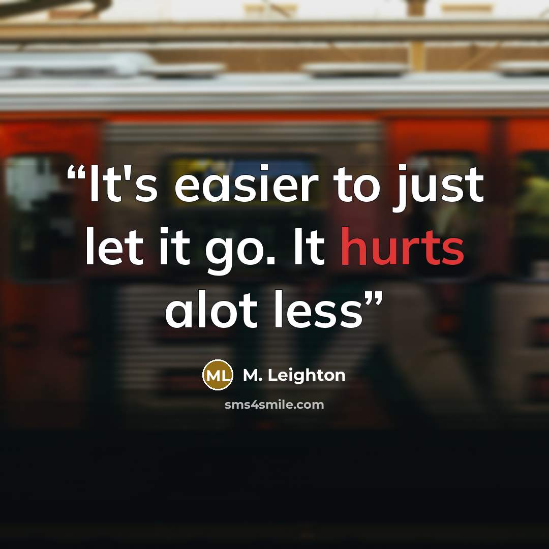 “It's easier to just let it go. It hurts alot less” quote by M. Leighton
