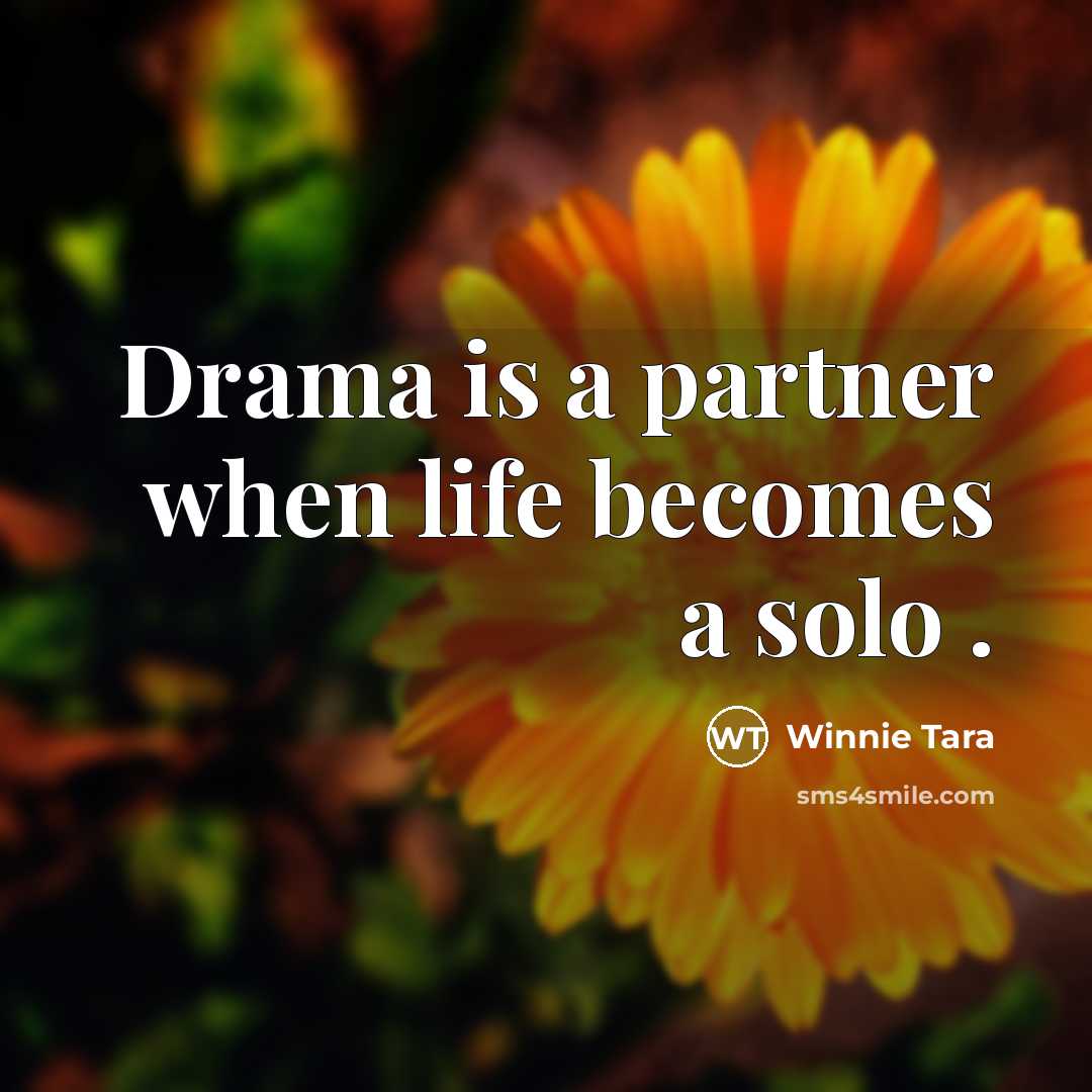 “Drama is a partner when life becomes a solo .” quote by Winnie Tara