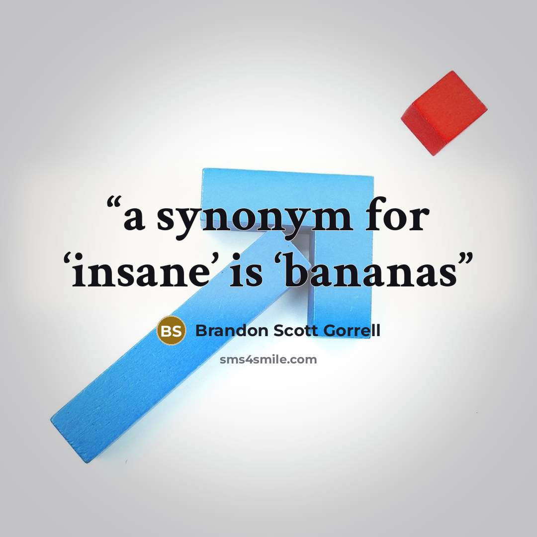 “a synonym for ‘insane’ is ‘bananas” quote by Brandon Scott Gorrell