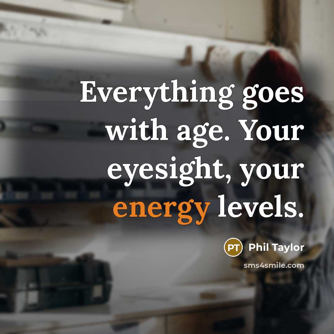 “Everything goes with age. Your eyesight, your energy levels.” quote by Phil Taylor