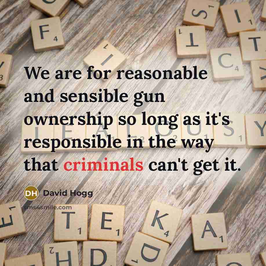 “We are for reasonable and sensible gun ownership so long as it's responsible in the way that criminals can't get it.” quote by David Hogg