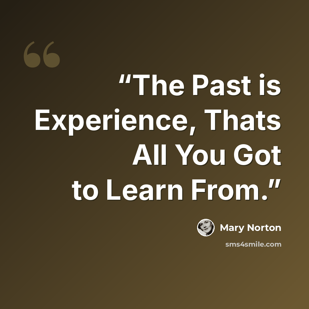 “The Past is Experience, Thats All You Got to Learn From.” quote by Mary Norton