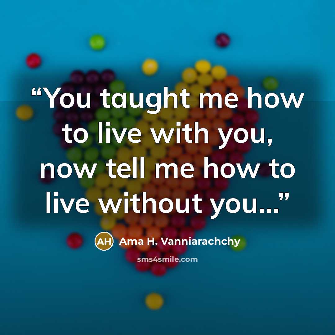 “You taught me how to live with you, now tell me how to live without you…” quote by Ama H. Vanniarachchy