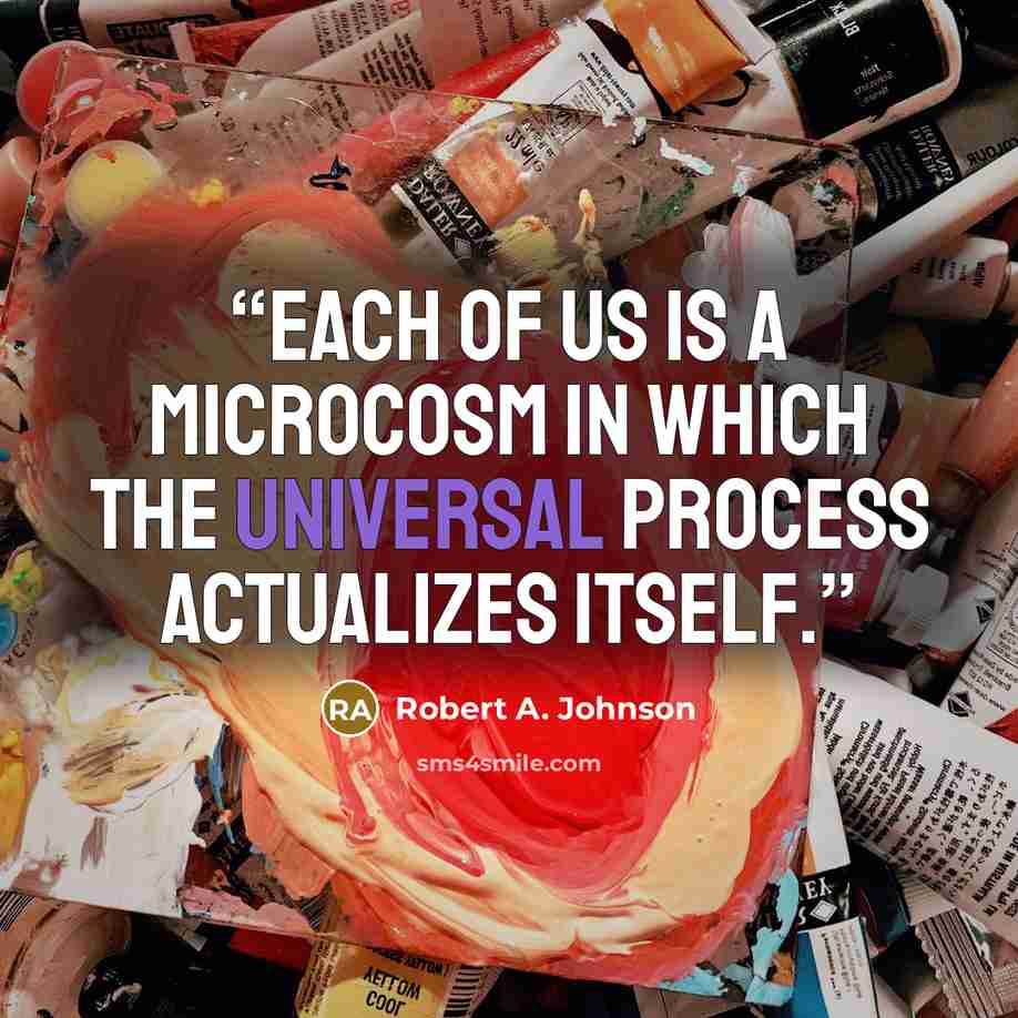 “Each of us is a microcosm in which the universal process actualizes itself.” quote by Robert A. Johnson
