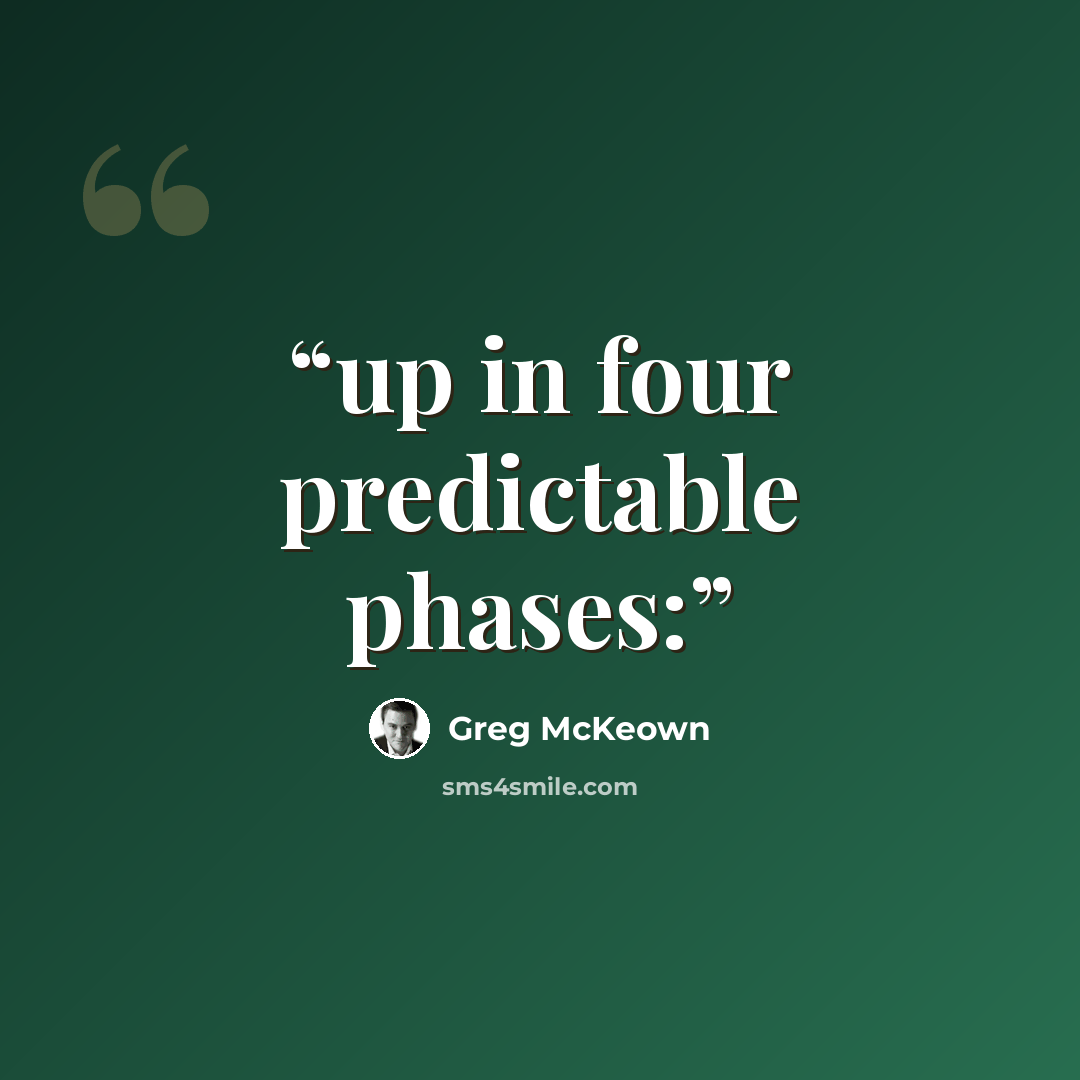 “up in four predictable phases:” quote by Greg McKeown