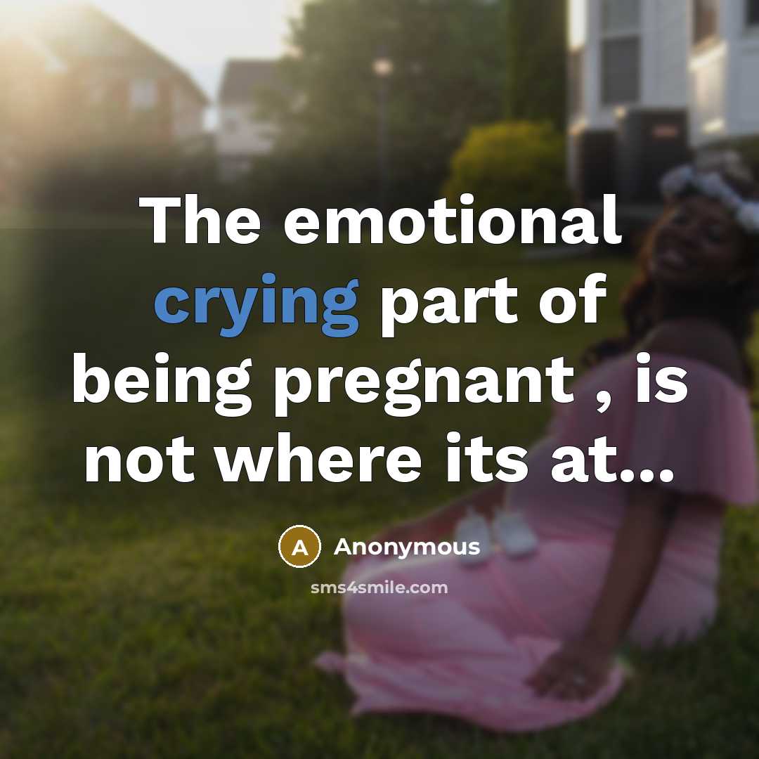 “The emotional crying part of being pregnant , is not where its at...” quote by Anonymous