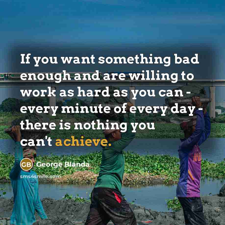 “If you want something bad enough and are willing to work as hard as you can - every minute of every day - there is nothing you can't achieve.” quote by George Blanda
