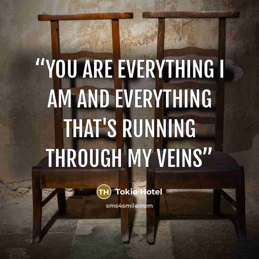 “You are everything I am and everything that's running through my veins” quote by Tokio Hotel