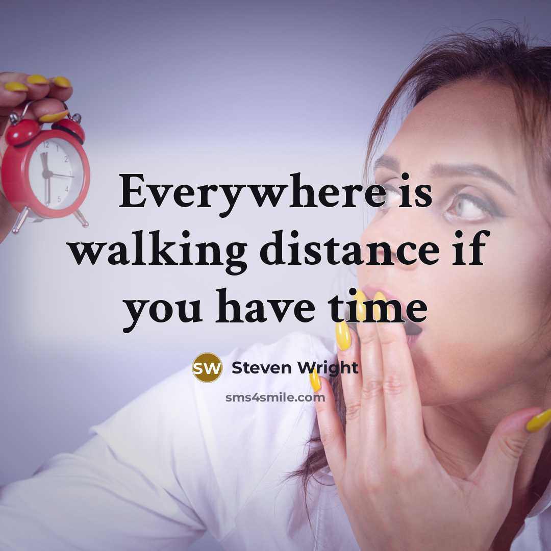 “Everywhere is walking distance if you have time” quote by Steven Wright
