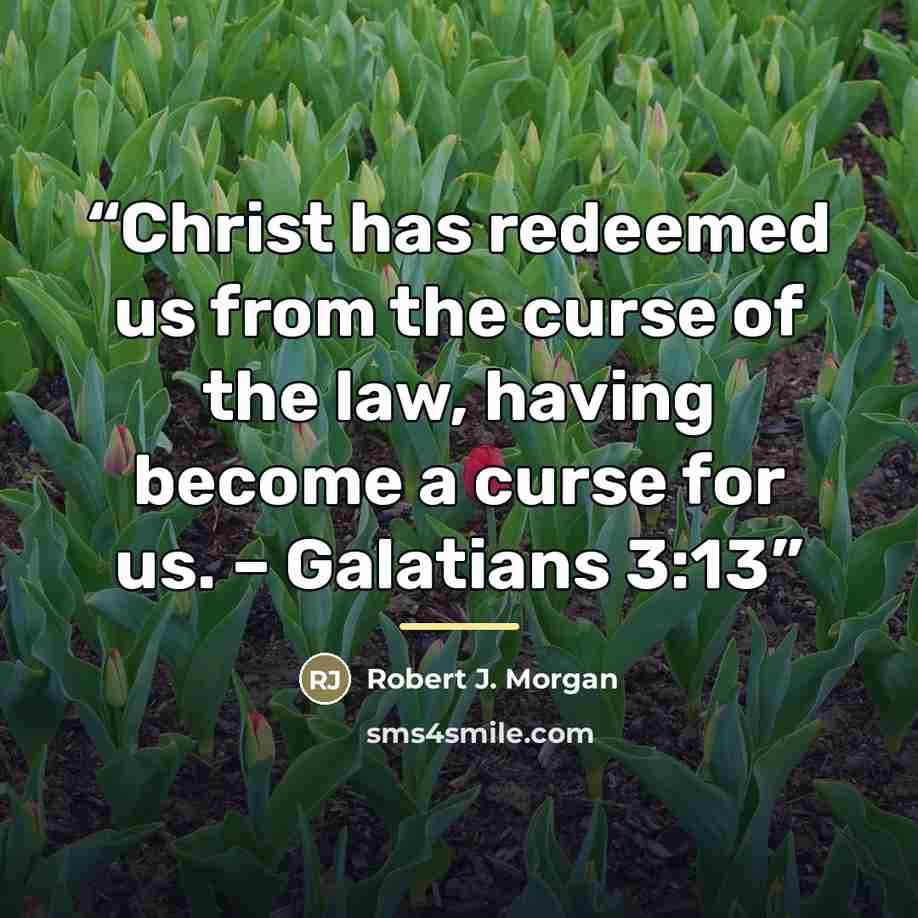 “Christ has redeemed us from the curse of the law, having become a curse for us. – Galatians 3:13” quote by Robert J. Morgan