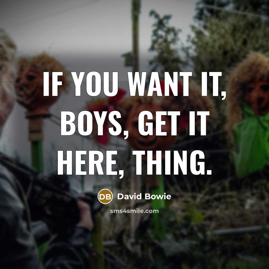 “If you want it, boys, get it here, thing.” quote by David Bowie