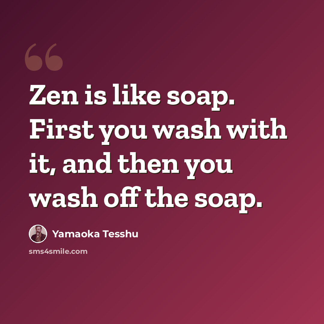 “Zen is like soap. First you wash with it, and then you wash off the soap.” quote by Yamaoka Tesshu