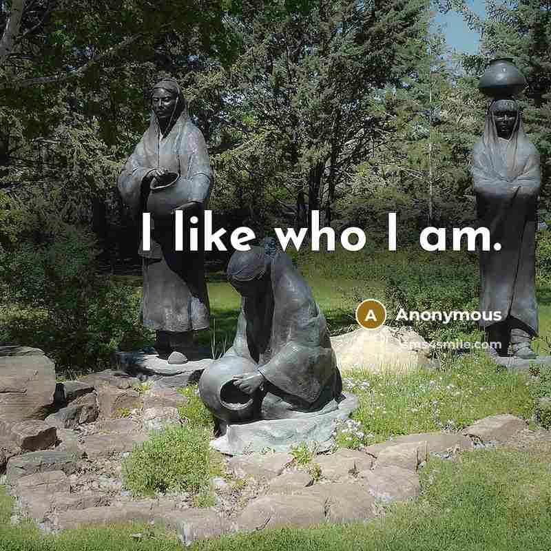 “I like who I am.” quote by Anonymous