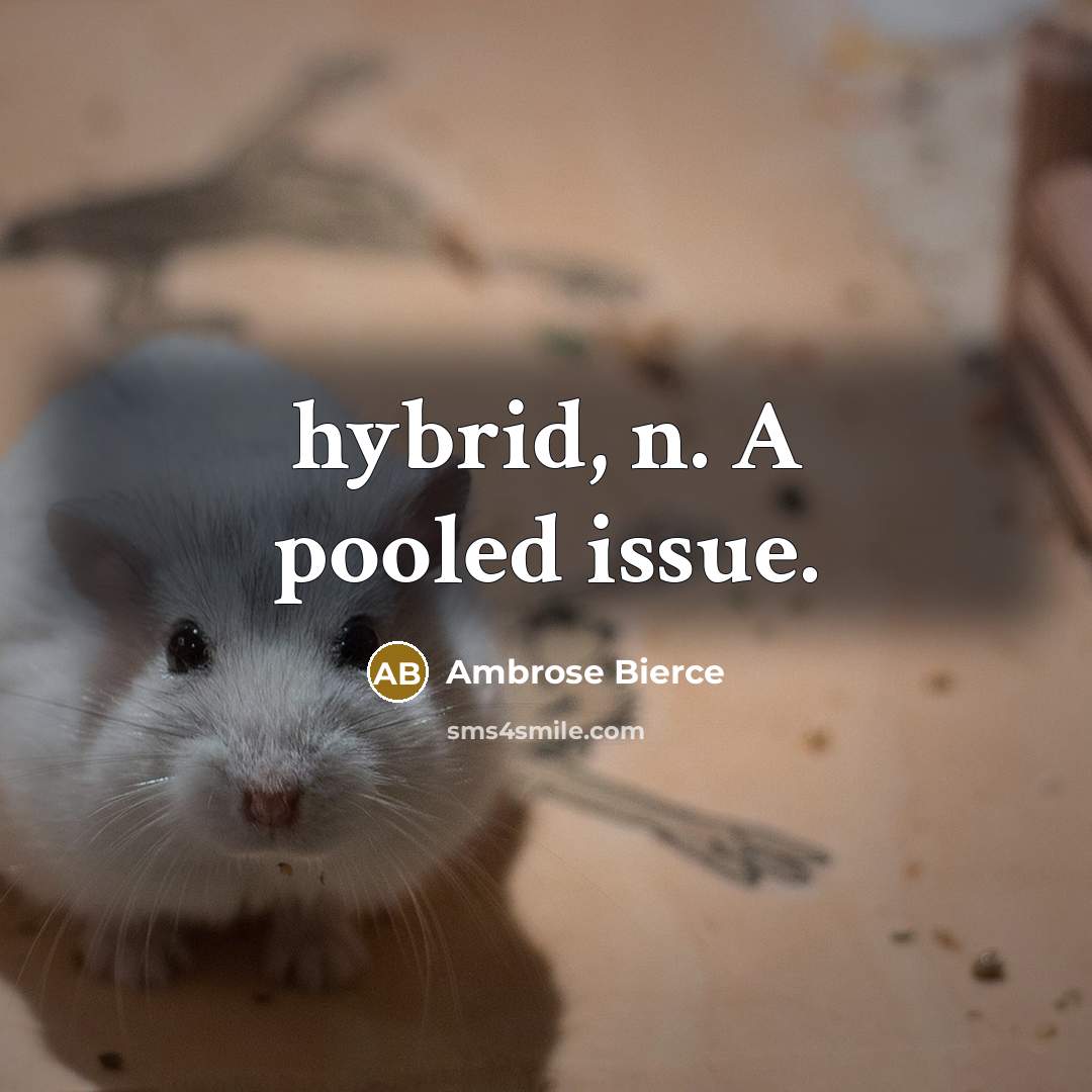 “hybrid, n. A pooled issue.” quote by Ambrose Bierce