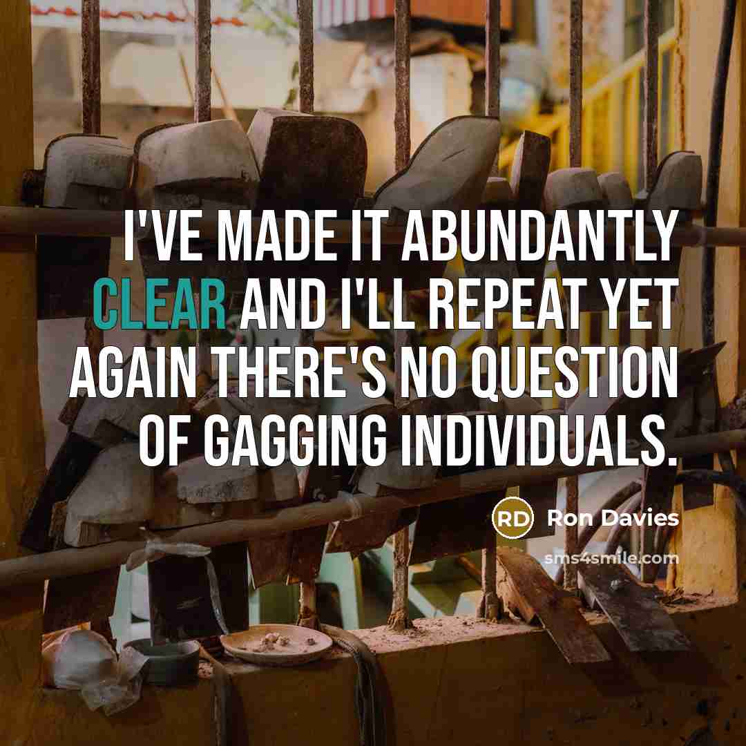 “I've made it abundantly clear and I'll repeat yet again there's no question of gagging individuals.” quote by Ron Davies