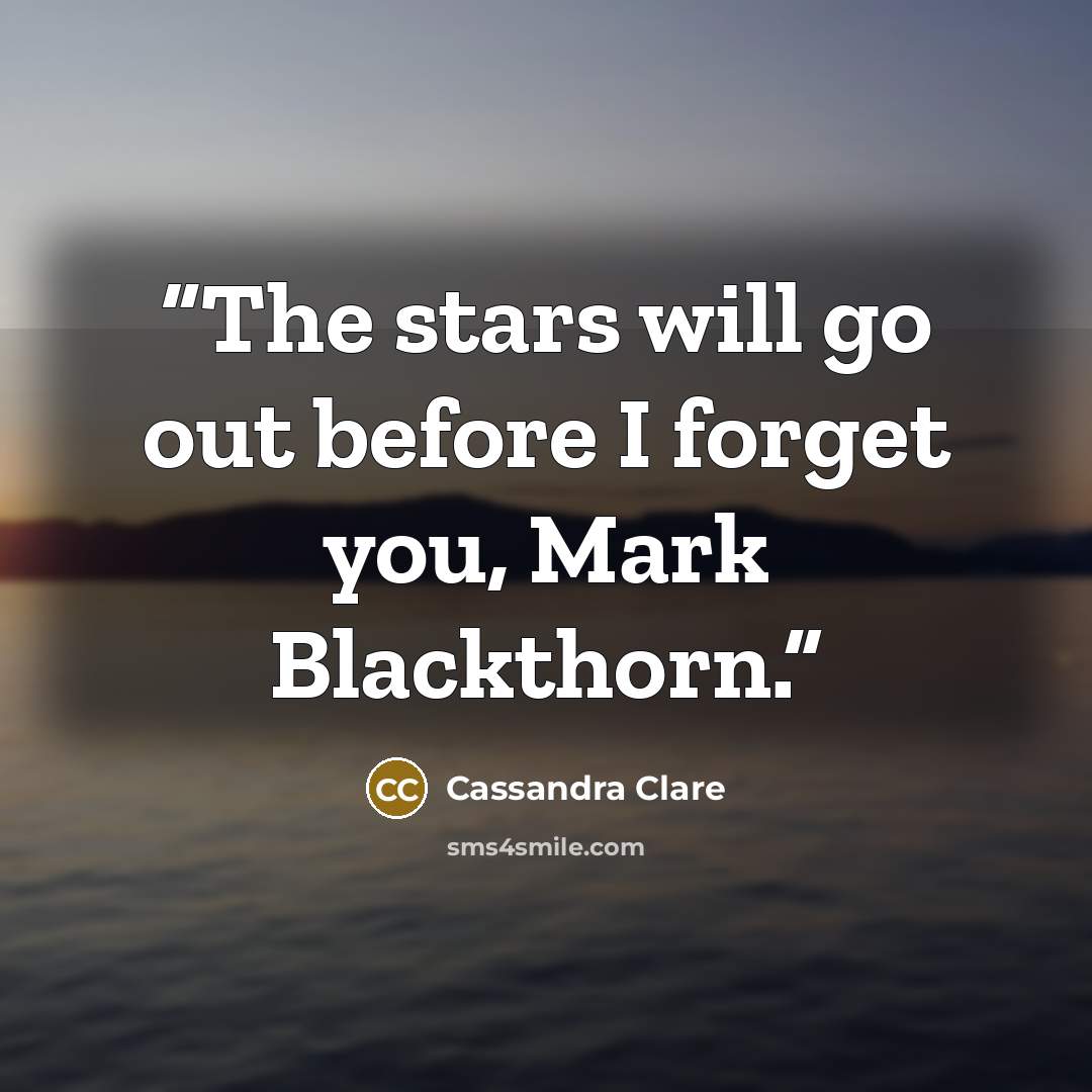 “The stars will go out before I forget you, Mark Blackthorn.” quote by Cassandra Clare