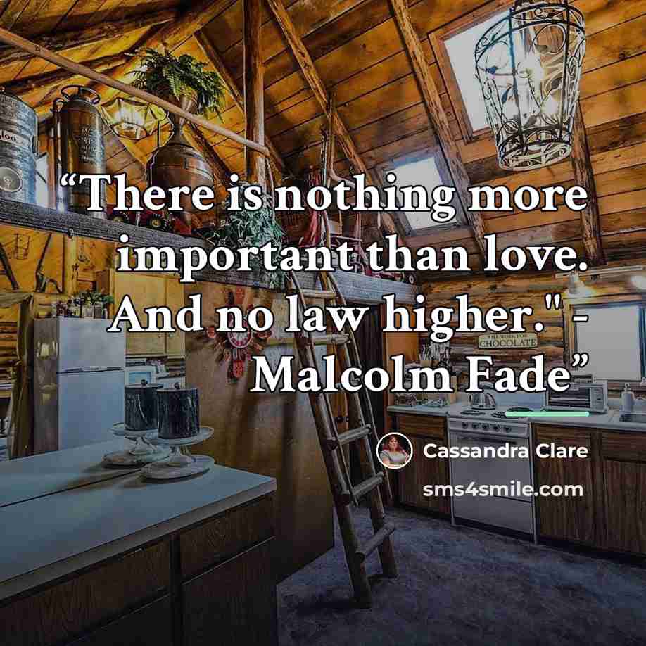 “There is nothing more important than love. And no law higher." - Malcolm Fade” quote by Cassandra Clare