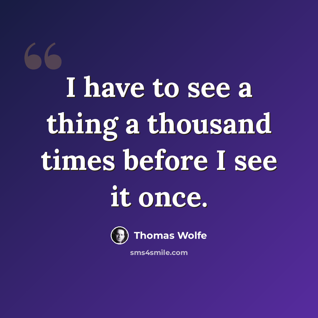 “I have to see a thing a thousand times before I see it once.” quote by Thomas Wolfe