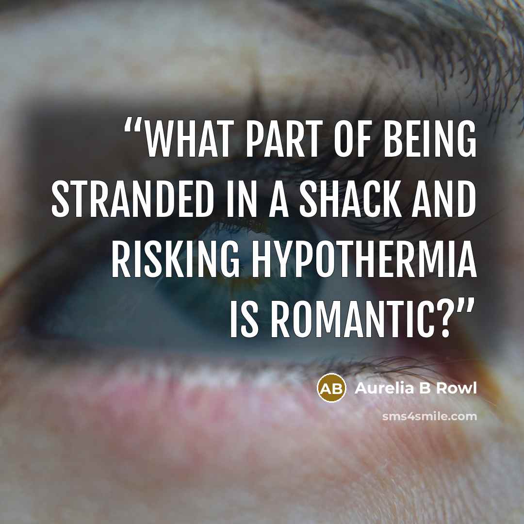 “What part of being stranded in a shack and risking hypothermia is romantic?” quote by Aurelia B Rowl