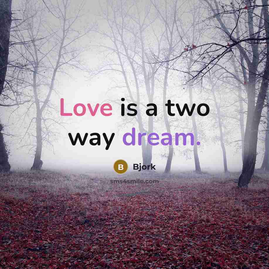 “Love is a two way dream.” quote by Bjork