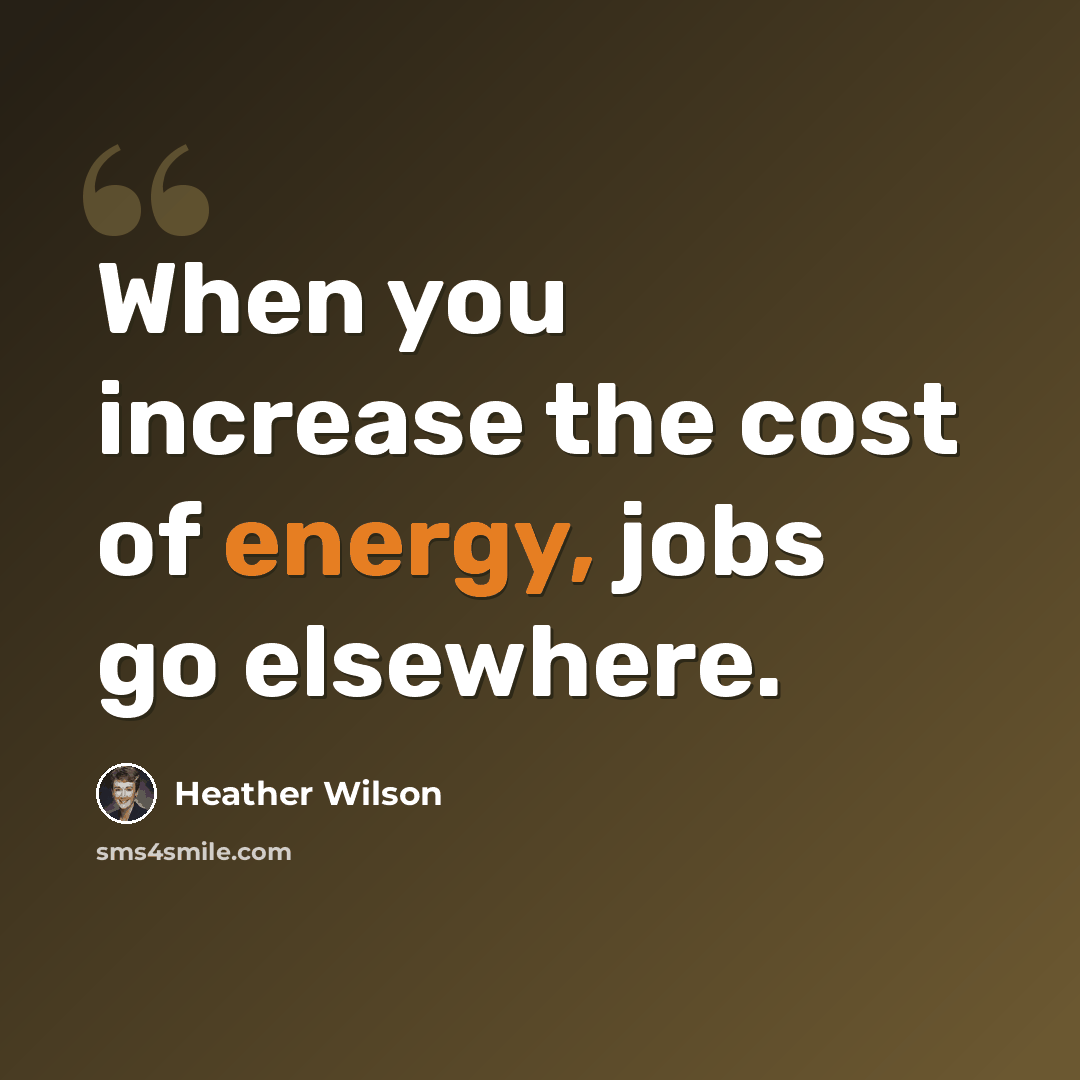 “When you increase the cost of energy, jobs go elsewhere.” quote by Heather Wilson