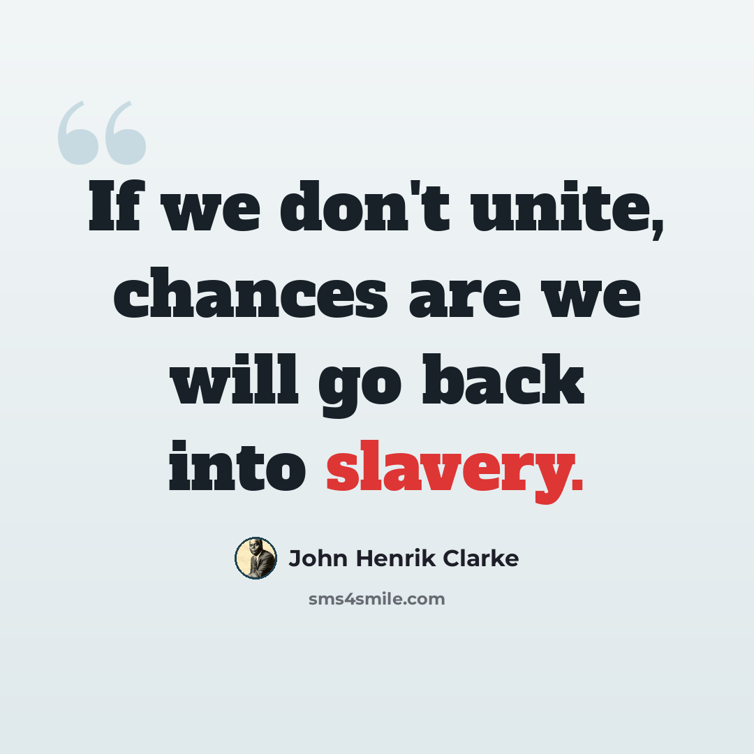 “If we don't unite, chances are we will go back into slavery.” quote by John Henrik Clarke